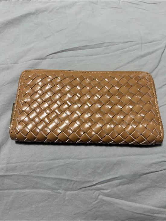 Patricia Nash Handbags - Patricia Nash Tan Woven Leather Zip Wallet
